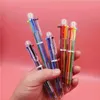 Usine directe créative transparente 6 couleurs stylo à bille étudiant papeterie multicolore stylo à huile couleur stylo à bille en gros