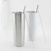 Design simple 20oz en acier inoxydable skinny aspirateur Tubler Sublimation tasses droites avec paille métallique et couvercle wwq