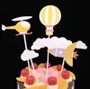 Andra festliga partier 1 set flygplan raket rosa blå lila luft ballong moln tårta topper för dekoration dessert härliga gåvor