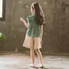 女の子の夏の甘い服セットファッショナブルな子供の赤ちゃん子供女の子半袖シャツ+パンツP2138 210622