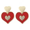 Trendy Rhinestone Multilayered Heart Earring Women Metal Red Black Love Drop Dangle Earrings Jewelry