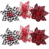 Rotes schwarzes Gitter Weihnachtsdekoration Künstliche Blume Handwerk Weihnachtsbaum Anhänger Party Home DIY Neue Jahr Verzierungen