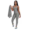 Activewear Tracksuit Mulheres 3 Peça Sporty Suits Skinny Tank Tops + Bodycon Basculador Sweatpant + Manga Longa Compete Conjuntos de Correspondência 210721