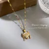 Pendant Necklaces LoveLink Trendy Retro Metal Embossed Lock Flower Opal Necklace For Women Individuality Choker Gold Color Jewelry Gift