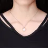 Silver Woman Pendant Necklace Fashion Jewelry High Quality Pink Opal Apple Shape Length 45CM