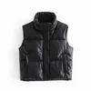 Women's Vests Vrouwen 2022 Fashion Lederen Katoen Cropped Padded Vest Vintage Mouwloze Vrouwelijke Bovenkleding Streetwear Women's