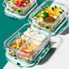 Dinnerware Sets Leakproof Large Capacity Lunch Box Glasses Offic Portable Round Bento Microwave Kids School Lancheira Termica Container