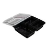 Plastic Dinnerware Reusable Bento Box Meal Storage Food Prep Lunch Boxes 3 Compartment Containers Home Lunchbox