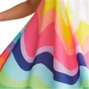 Gonna da principessa per ragazza estiva Abito all'ingrosso morbido con scollo all'americana a righe arcobaleno Spot per abbigliamento per bambini alla moda europea e americana