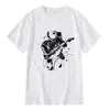 XIn Yi Męskie Casual High Quality 100% Bawełna Krótki Rękaw T-Shirt Funny Astronaut Gra Guitar Print MentsHirt O-Neck T-Shirt Men X0621