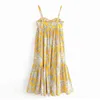 Kvinnor Blommigryck Spaghetti Strand Strand Klänning Sommar Boho Style Lång Midi Sexig Elegant Sundress Vestidos De Fiesta 210515