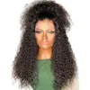 26 дюймов 180density Natural Black Color Long Kinky Curly Part Charce Blueless Syntetic Lace Front Wigs Remy с детскими волосами 6704634