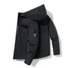 Весенне-осенняя модная мужская куртка Kroean Свободного кроя с капюшоном и карманами на молнии Сплошной цвет Уличная одежда Ins Super Fire Jackets Men 220212