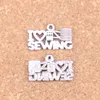 92pcs Antique Silver Bronze Plated I love sewing Charms Pendant DIY Necklace Bracelet Bangle Findings 20*12mm