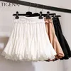 Tigena hög midja pläterad tutu kjolar kvinnor mode sommar koreanska mini kort chiffong kvinnlig vit solskola 210629