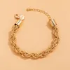 Link Chain KunJoe Fashion Simple Twisted Rope Bracelet For Women Men Vintage Punk Charm Gold Color Bangle Wrist Jewelry GiftLink