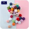 50pc 20mm Crochet Beads Wooden Teething Baby Diy Pacifier Clips born Nursing Accessory Natural Grasping Gifts 211106