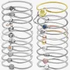 Charms 925 Sterling Silver Love Sliding Magnetic Bracelet Multi Snake Chain Sparkling Disc Mouse Heart Clasp Bangle