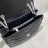 Luxe handtas schoudertas merk loulou y-vormige ontwerper naad lederen dames metalen ketting hoogwaardige clamshell messenger gi