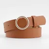 2020 Womens Belt Black White Brown Pink Wide Leather Belt Female Ladies Gold Metal Round Circle Belts for Women Trouser Dresses2876354