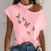 Damblusar Skjortor Sexig Off Shoulder Halter Skjorta Blus Sommar Dam Kortärmade Toppar Blusa Kvinna Casual Daisy Tryckt Pullover Plus