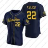 Custom 2021 남성 여성 청소년 저지 27 ADAMES 22 Christian Yelich 8 Ryan Braun 12 Justin Smoak Lorenzo Robin eric yardley 브루어스 야구 유니폼