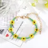 Perlé Brins Vintage Dasiy Fleur Pendentif Bracelet Multicolore Or Couleur Métal Chaîne Épaisse Pour Les Femmes Charme Fête Bijoux Cadeaux Inte22