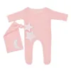 Barboteuses pour enfants filles garçons étoiles lune barboteuse nouveau-né infantile couleur unie combinaisons chapeaux noués printemps automne mode Boutique bébé ph5020791