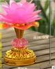 7 Färger för Lotus Flower Lamp Buddhistbön 52 Buddhistiska låtar Buddha Musik Maskin LED Färg Byte Trådlöst Temple Light