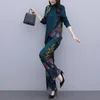 Chinese Style 2 Piece Sets Womens Outfits Retro Ensemble Femme Pieces Pantalon Elegant Luxury Floral Print Top&pants Set Women's Tracksuits