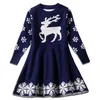 Girls Sweater Dress Christmas Halloween Deer Long-sleeved Dress Autumn Winter Thickened Children's Skirt Children's Clothing Hot