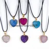 Natural Crystal Cluster Necklaces Agate Heart Pendant Necklace Fashion Jewelry Party Decoration