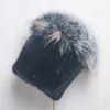 Ankomst Vinter Kvinnor Mink Hat Natural Warm Cap Top Fox Bomber Caps Stickad Lady Real Fur Hats