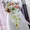 Novel Cascade Bouquet Wedding Bridal Bridesmaid Artificial Silk Hand bunden Flower Po Prop Dekorativa blommor kransar