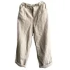 Johnature Women Casual Linne All-Match Harembyxor Sommar Vinatage Lossa Enkla Ankellängd Beige Pants 210521