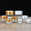 2022 NEW 5g 10g Cosmetic Empty Bottle Frosted Clear Brown Glass Jars Refillable Eyeshadow Makeup Face Cream Container Packaging