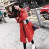 Femmes Trench Coats Mode Coréenne Longue Section Printemps BF Lâche Chic Grand Rouge Survêtement Femmes Automne Coupe-Vent Femme