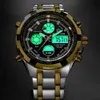 Luxe Hommes GOLDENHOUR Classique Affaires Montre À Quartz Mode Hommes Double Affichage En Acier Inoxydable Montres Étanche Mâle Horloge 210728