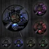 Guitar Drums Set Silhouette LED retroilluminazione Retroj Musica Modern Vinyl Watch Orologio da parete 3D Orologio da parete Horloge Band Membro Fan Handmade Regalo 210325