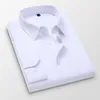 52 Plus Size Mens Business Casual Long Sleeved Shirt Solid Color White Black Cotton Social Dress Shirts H849 210628
