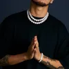 Cadenas Hombres helados Out 12mm Cuadrado Diamante Collar Hip Hop Bling Mujeres Trendy Miami Cuba Curb Link Chain Pulsera Hipster Punk Jewelry