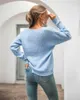 Jesień Zima Kobieta Swetry Fashion Casual V-Neck Długi Sweter Sweter Nieregularny Sweter Knitting Tops 210520