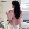 Elegant Ruffles Patchwork Solid Blouse Women Work Style Ol Blusas O Neck Short Sleeve Pullover Robe Summer 210422