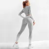 Stroje jogi bezproblemowo zestaw fitness damskie odzież oddychająca sportowy garnitur 2 -części