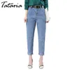 Tataria pojkvän jeans för kvinnor smal skinny mode kvinna ankel längd denim penna byxor vintage harem jean femme 210514