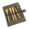 Wooden Dinnerware Set Bamboo Teaspoon Fork Soup Knife Catering Cutlery Sets with Cloth Bag Kitchen Cooking Tools Utensil