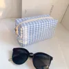 Women Houndstooth Cosmetic Case Candy Color Makeup Lipstick Storage Pouch Female Girls Pencil Case Organizer Wash Bags