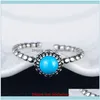 Biżuteria z zespołu vintage 925 SIER TWEE MIESIĄC DOTYCZĄCE Kamienne Rozmiar Pierścienie dla kobiet mody okrągły szlachetny pierścionek zaręczynowy Drop Deliv