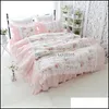 Dostawy Tekstylia Strona główna Garden100% Bawełna Kwiat Kwiat Potargany Patchwork Duvet Er Bedskirt Księżniczka Styl Królowa King Twin Rozmiar Girls Beddi