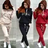 Spring Hoodies Suit Solid Casual Tracksuit Kvinnor Vintage 2 Pieces Set Sport Sweatshirts Winter Pullover Home Sweatpants Outfits 210930
